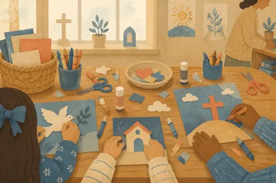 Sunday School Craft Table in Morning Light