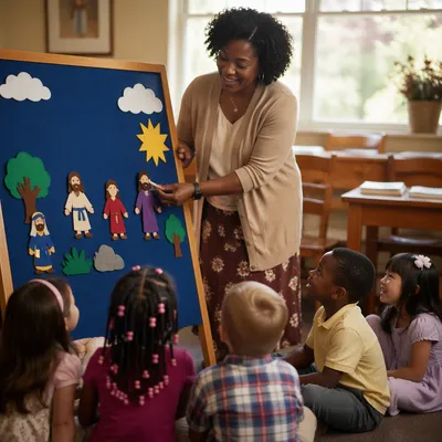 Sunday School Teacher with Flannel Board Story