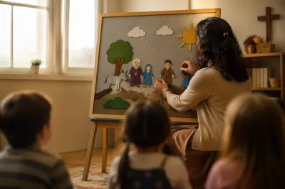 Sunday School Teacher Using Flannel Board