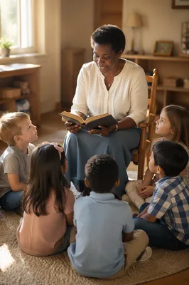 Teacher Reading to Children in Classroom