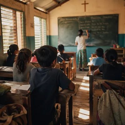 Volunteer Teaching English in Mission Classroom