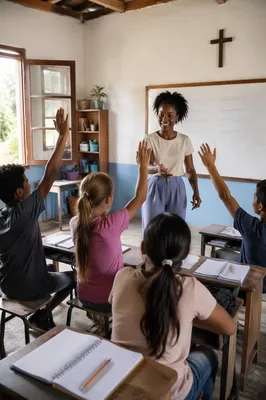 Volunteer English Lesson in Bright Classroom
