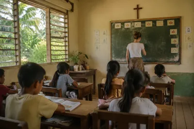 English Teaching Mission in Village Classroom