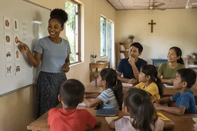Volunteer English Lesson in Community Classroom