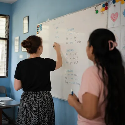 Overseas Mission English Lesson in Classroom