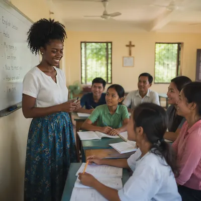 Volunteer English Lesson in Community Classroom
