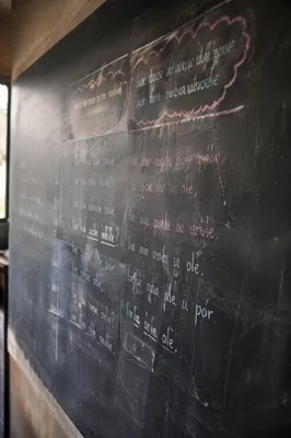 Overseas Mission English Classroom Chalkboard Close-Up