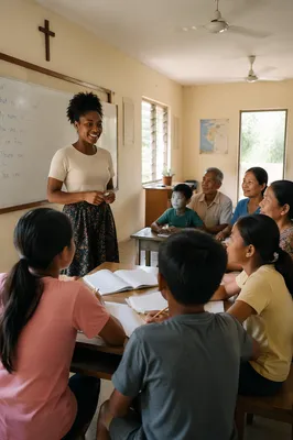 Volunteer English Lesson in Community Classroom
