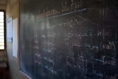 Overseas English Mission Classroom Chalkboard Closeup