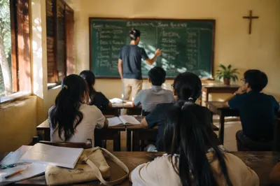 Overseas English Mission Classroom in Morning Light