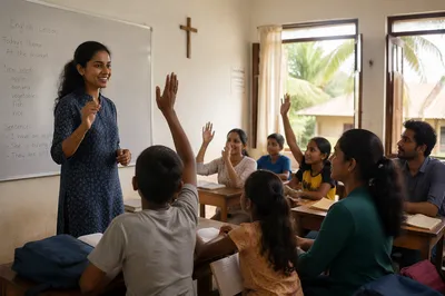 English Lesson in Tropical Community Classroom