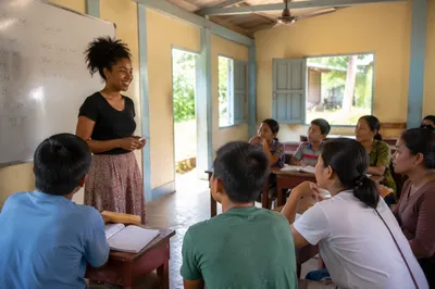Volunteer English Lesson in Community Classroom