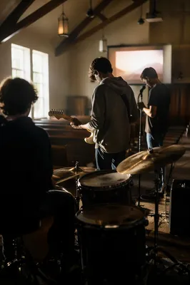 Teen Worship Band Rehearsal on Church Stage