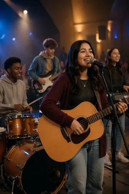 Teen Worship Band Performing on Church Stage