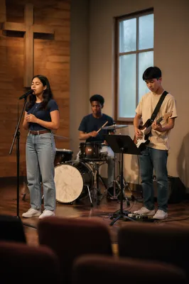 Teen Band Rehearsing on Church Stage