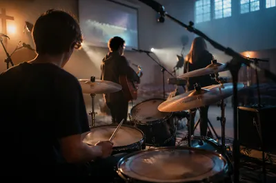 Teen Worship Band Rehearsal on Church Stage