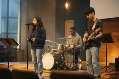 Teen Band Rehearsal on Church Stage