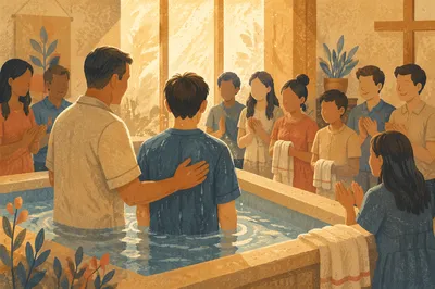 Teenager Baptism Celebration in Warm Church Hall