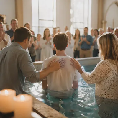 Teenager Baptism Celebration in Contemporary Church