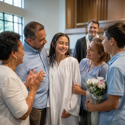 Teenager Baptism Celebration in Modern Church