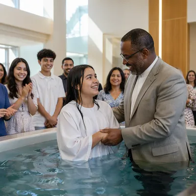 Teenager Baptism Celebration in Modern Church