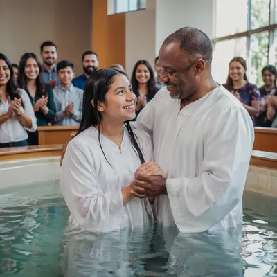 Teenager Baptism Celebration in Modern Sanctuary
