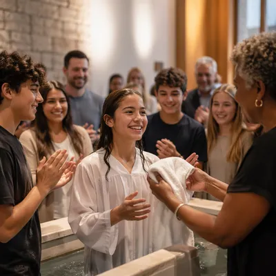 Teen Baptism Celebration in Modern Church