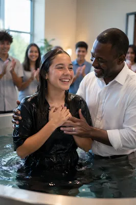 Teen Girl Baptism in Modern Church
