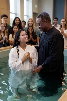 Teen Baptism Celebration in Modern Sanctuary