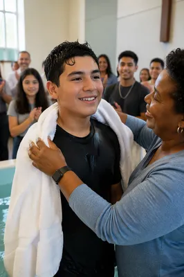 Teen Baptism Celebration in Modern Sanctuary