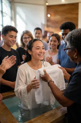Teen Girl After Baptism in Church