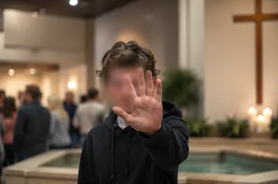Teenager Youth Baptism Celebration in Modern Church