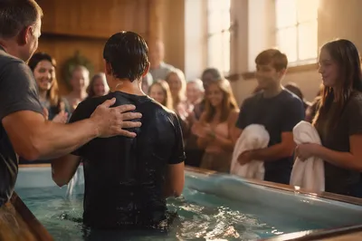Teenager Baptism Celebration in Church Community