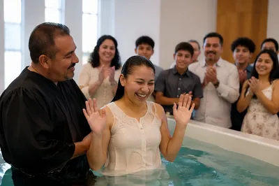 Teen Girl After Baptism in Church
