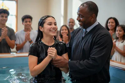 Teen Girl Baptism in Modern Church