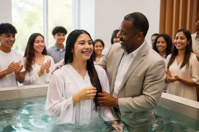 Teen Baptism in Bright Church Sanctuary