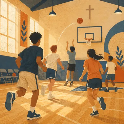 Teen Basketball Fellowship in Church Gym