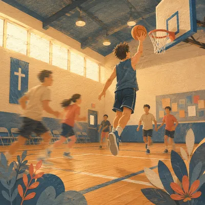 Teen Basketball Fellowship in Church Gym