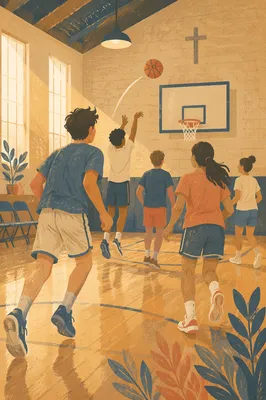 Teen Basketball Fellowship in Church Gym