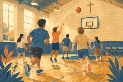 Teen Basketball Fellowship in Church Gym