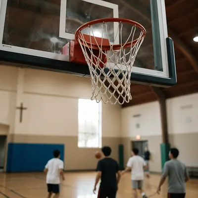 Church Gym Basketball Hoop with Youth