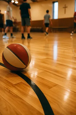 Teen Basketball Practice in Church Gym