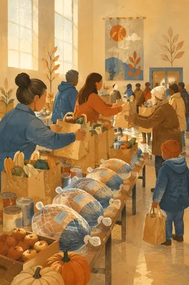 Thanksgiving Turkey Distribution in Church Fellowship Hall