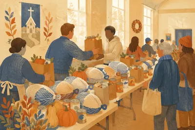 Thanksgiving Turkey Distribution in Church Hall