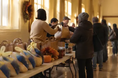 Thanksgiving Turkey Distribution in Church Hall