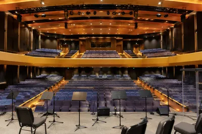 Modern Church Theater Stage and Empty Auditorium