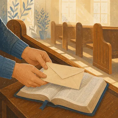 Tithe Envelope on Open Bible Giving