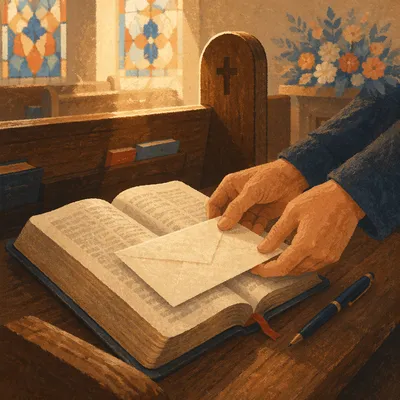 Tithe Envelope on Open Bible