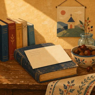Offering Envelope Resting on Bible Table