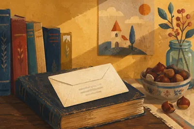 Offering Envelope Resting on Bible Table
